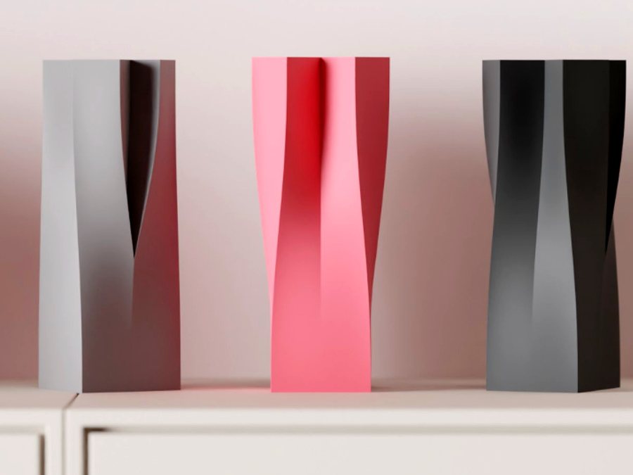 Vases Quad géométriques rose gris