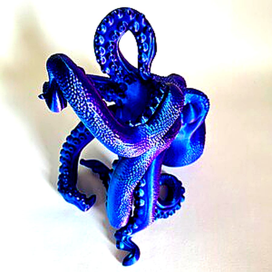 Porte-bouteille pieuvre bleu violet imprimé 3D