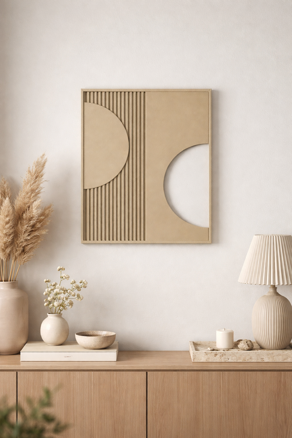 Tableau géométrique beige demi-cercles imprimé en 3D
